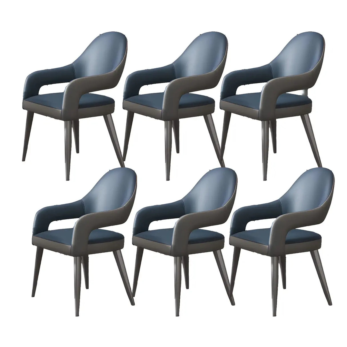 Leather Upholstered Open Back Arm Chair with Gray Legs Image - 34
