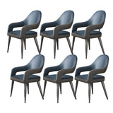 Leather Upholstered Open Back Arm Chair with Gray Legs Image - 34