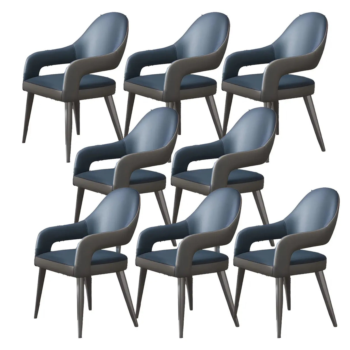 Leather Upholstered Open Back Arm Chair with Gray Legs Image - 35