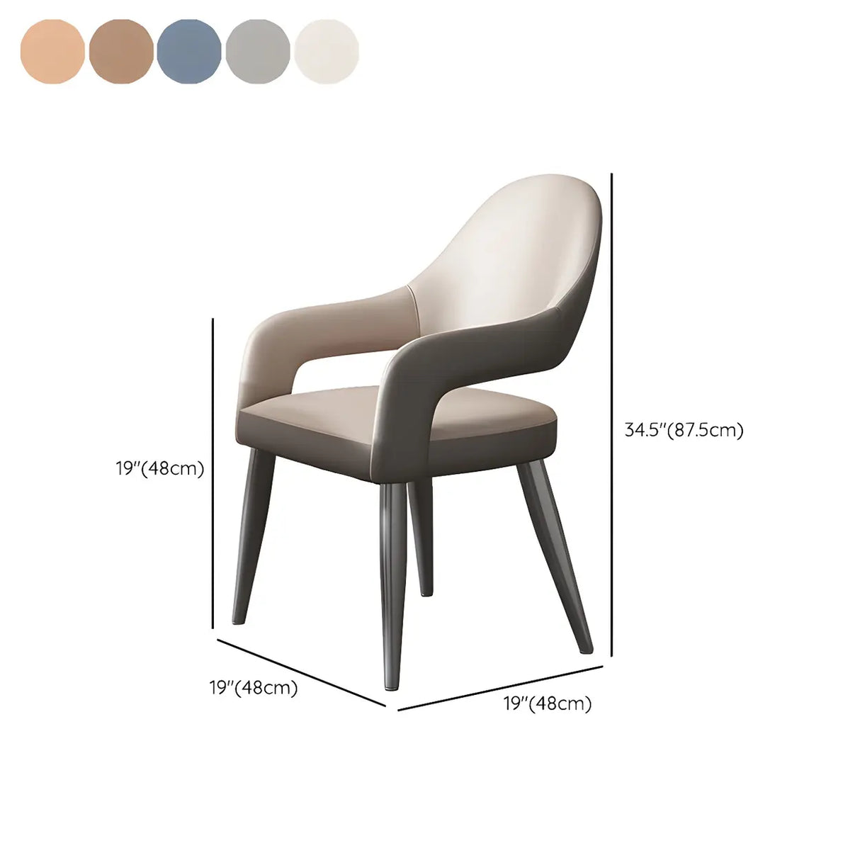 Leather Upholstered Open Back Arm Chair with Gray Legs 