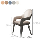 Leather Upholstered Open Back Arm Chair with Gray Legs #size