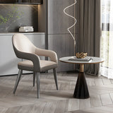 Leather Upholstered Open Back Arm Chair with Gray Legs Image - 4