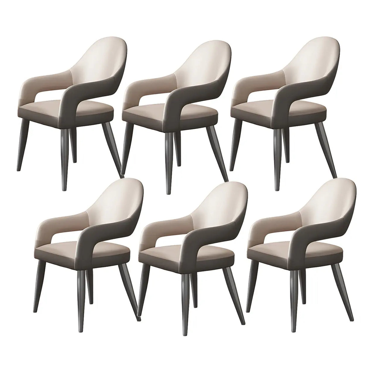 Leather Upholstered Open Back Arm Chair with Gray Legs Image - 8