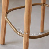 Leather Upholstered Tufted Wood Bar Stool with Metal Footrest Image - 16