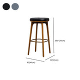 Leather Upholstered Tufted Wood Bar Stool with Metal Footrest Image - 20