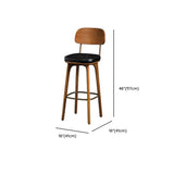 Leather Upholstered Tufted Wood Bar Stool with Metal Footrest Image - 21