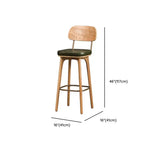 Leather Upholstered Tufted Wood Bar Stool with Metal Footrest Image - 23