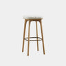 Leather Upholstered Tufted Wood Bar Stool with Metal Footrest Image - 2
