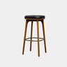 Leather Upholstered Tufted Wood Bar Stool with Metal Footrest Image - 4