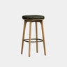 Leather Upholstered Tufted Wood Bar Stool with Metal Footrest Image - 7