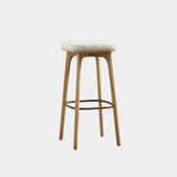 Leather Upholstered Tufted Wood Bar Stool with Metal Footrest Image - 9