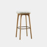 Leather Upholstered Tufted Wood Bar Stool with Metal Footrest Image - 9