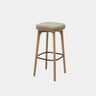 Leather Upholstered Tufted Wood Bar Stool with Metal Footrest Image - 9