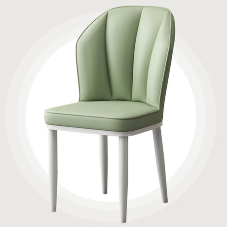 Leather Wingback Armless Upholstered Dining Chair Green Image - 1