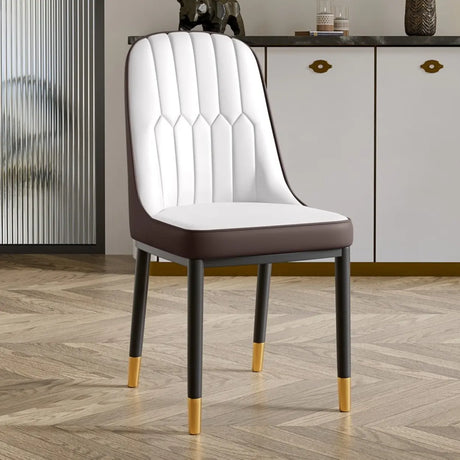 Leather Wingback Armless Upholstered Dining Chair Green Image - 2