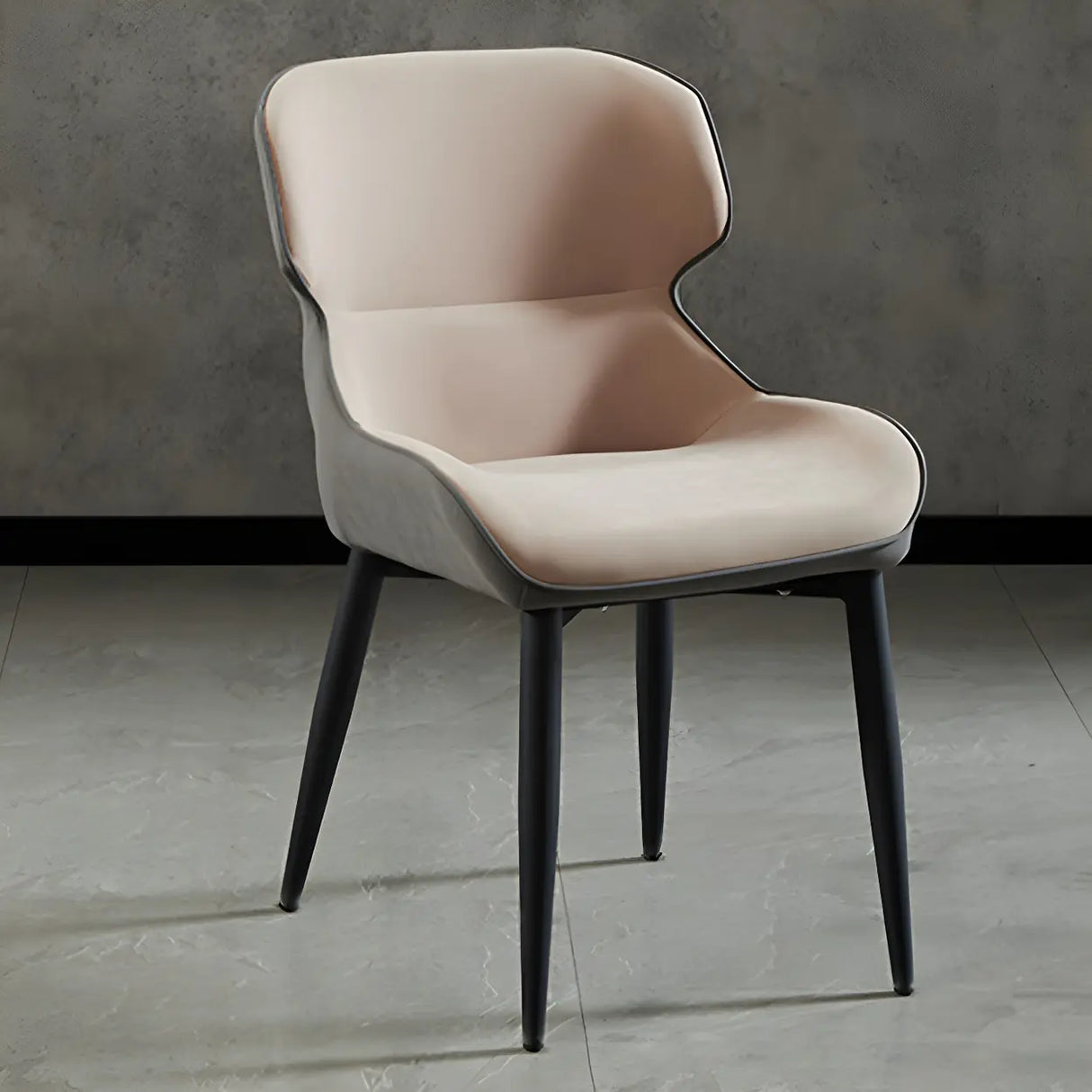 Leather Wingback Dining Side Chair with Metal Leg Image - 14