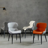 Leather Wingback Dining Side Chair with Metal Leg Image - 17