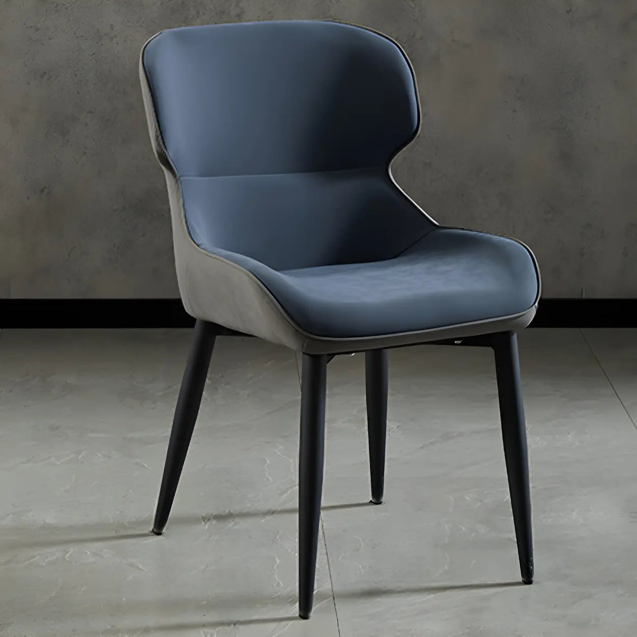 Leather Wingback Dining Side Chair with Metal Leg