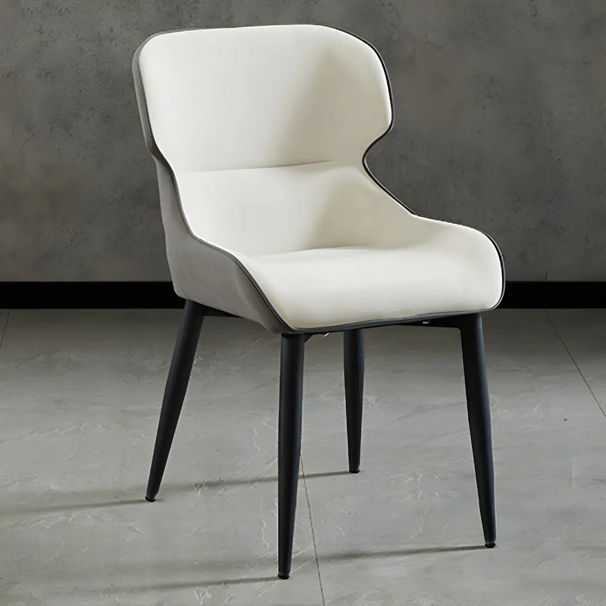 Leather Wingback Dining Side Chair with Metal Leg Image - 25