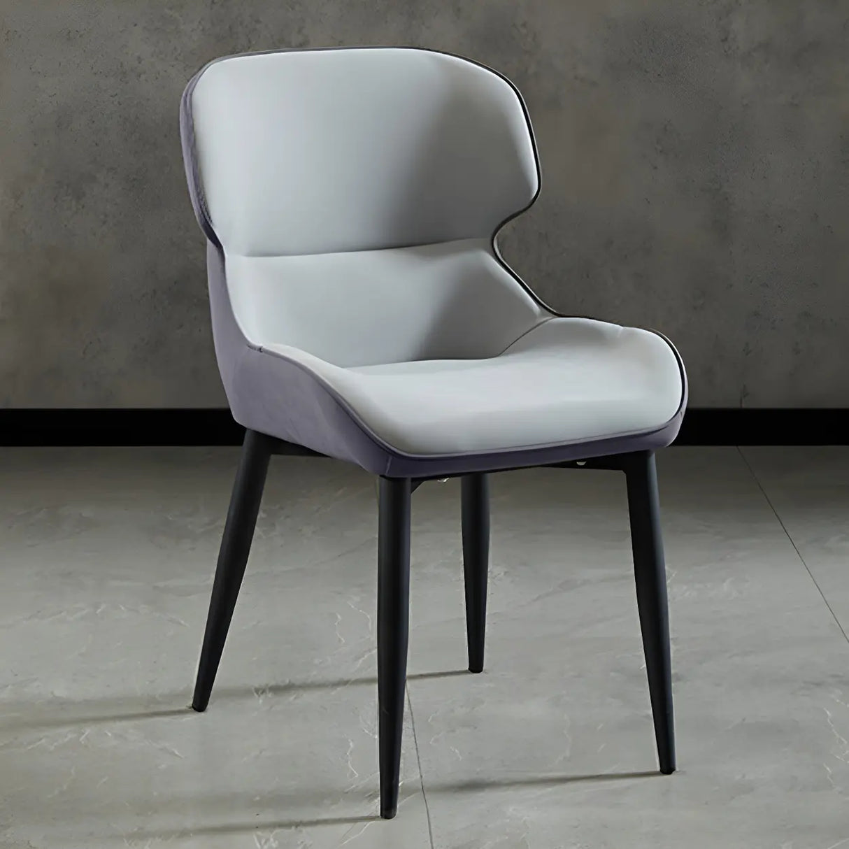 Leather Wingback Dining Side Chair with Metal Leg Image - 28
