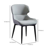 Leather Wingback Dining Side Chair with Metal Leg #size
