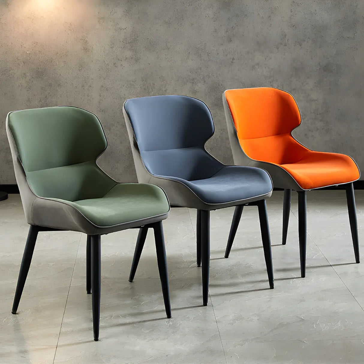 Leather Wingback Dining Side Chair with Metal Leg Image - 3