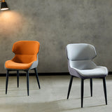 Leather Wingback Dining Side Chair with Metal Leg Image - 7