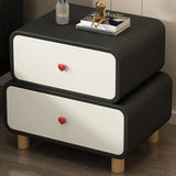Leather Wood Two Drawers Kids Nightstand with Legs Image - 1