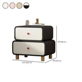 Leather Wood Two Drawers Kids Nightstand with Legs Image - 16