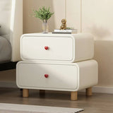Leather Wood Two Drawers Kids Nightstand with Legs Image - 2