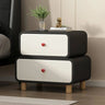 Leather Wood Two Drawers Kids Nightstand with Legs Image - 3