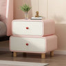 Leather Wood Two Drawers Kids Nightstand with Legs Image - 5
