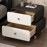 Leather Wood Two Drawers Kids Nightstand with Legs Image - 6