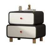 Leather Wood Two Drawers Kids Nightstand with Legs Image - 9