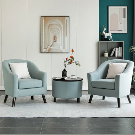Light Blue Tech Cloth Pillow Back Barrel Chair with Arm Image - 1