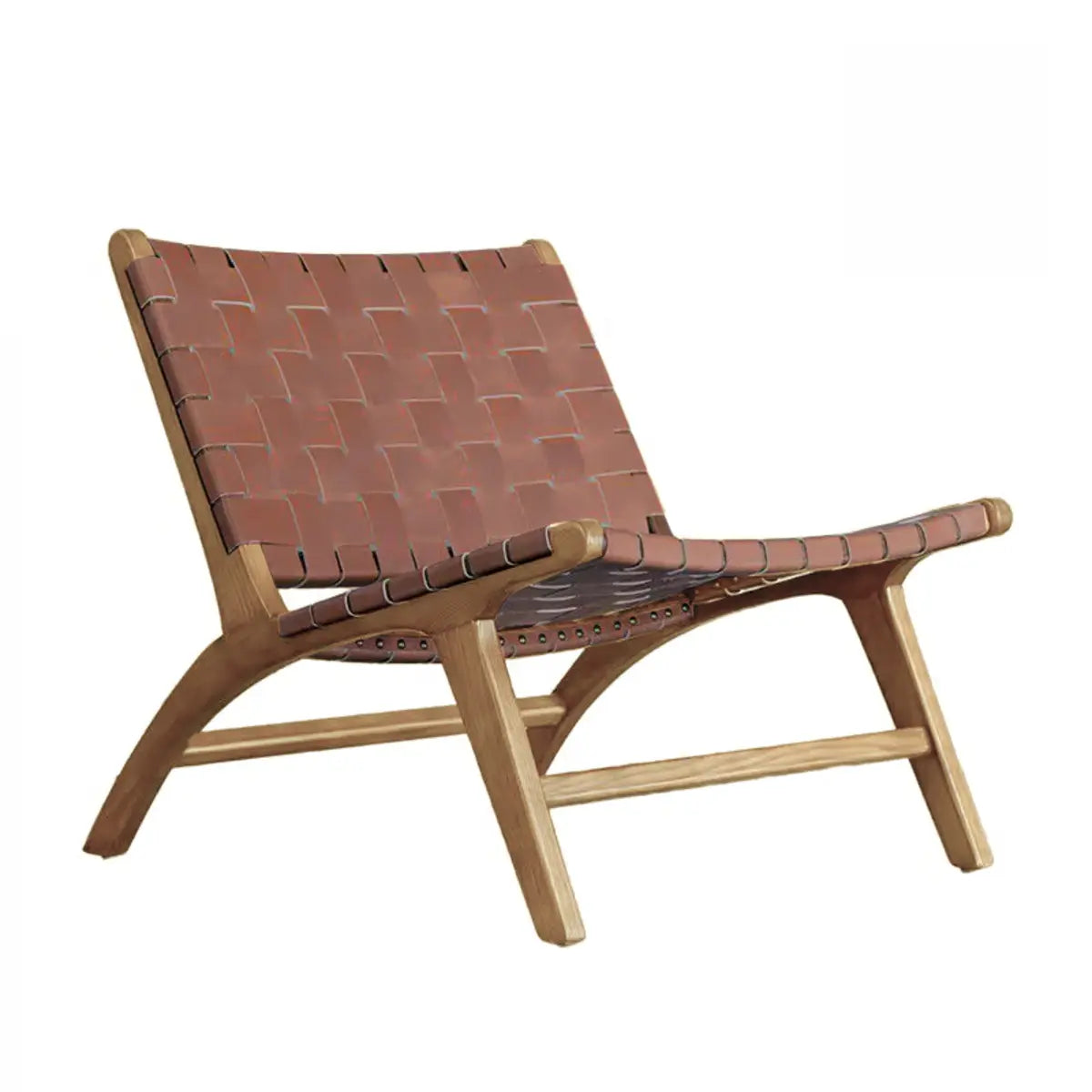 Light Brown Saddle Leather Woven Back Side Chair Image - 11