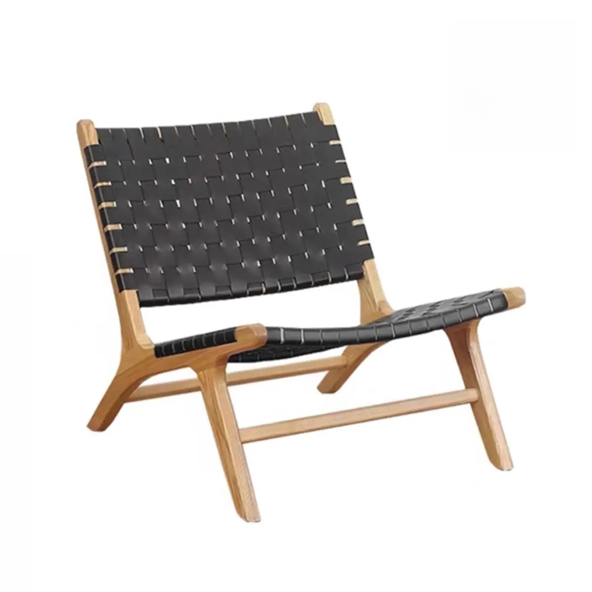 Light Brown Saddle Leather Woven Back Side Chair Image - 13