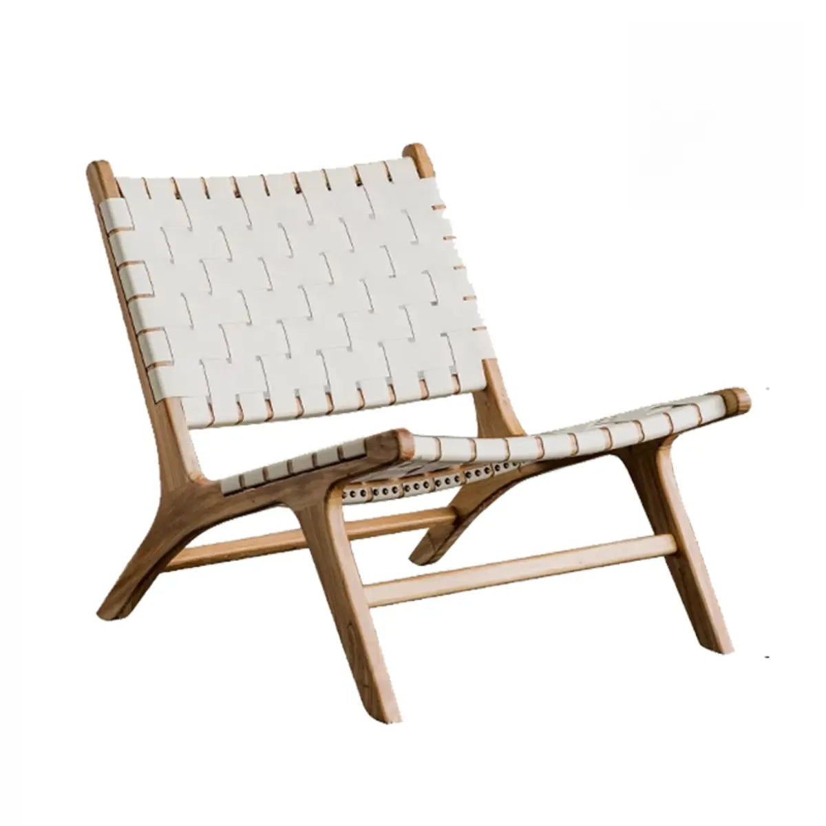 Light Brown Saddle Leather Woven Back Side Chair Image - 15