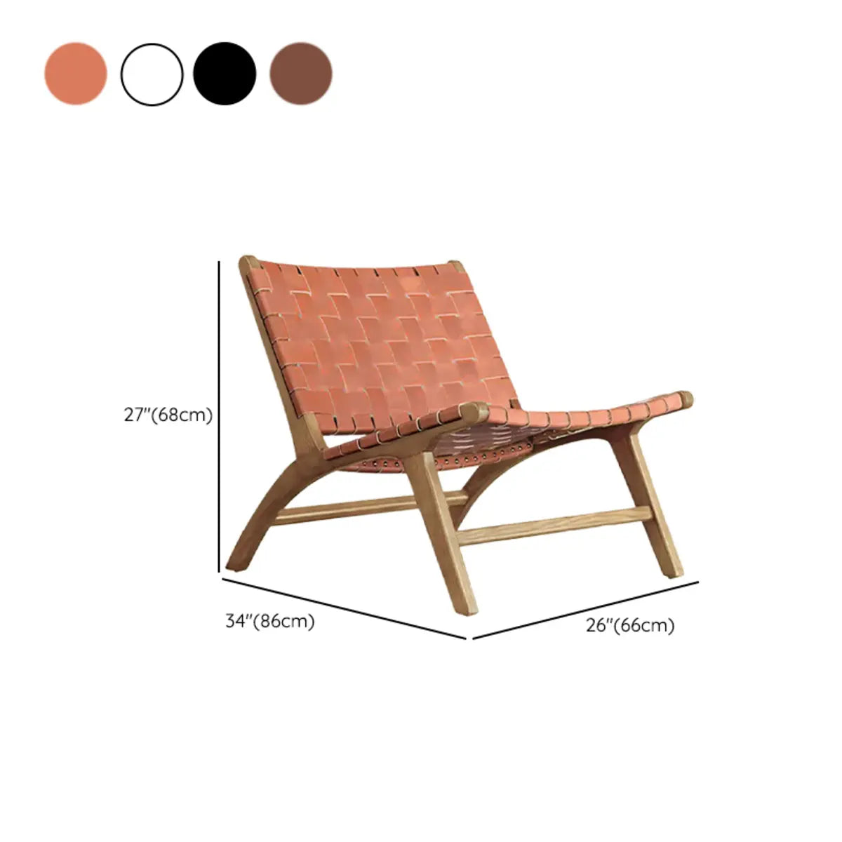Light Brown Saddle Leather Woven Back Side Chair 