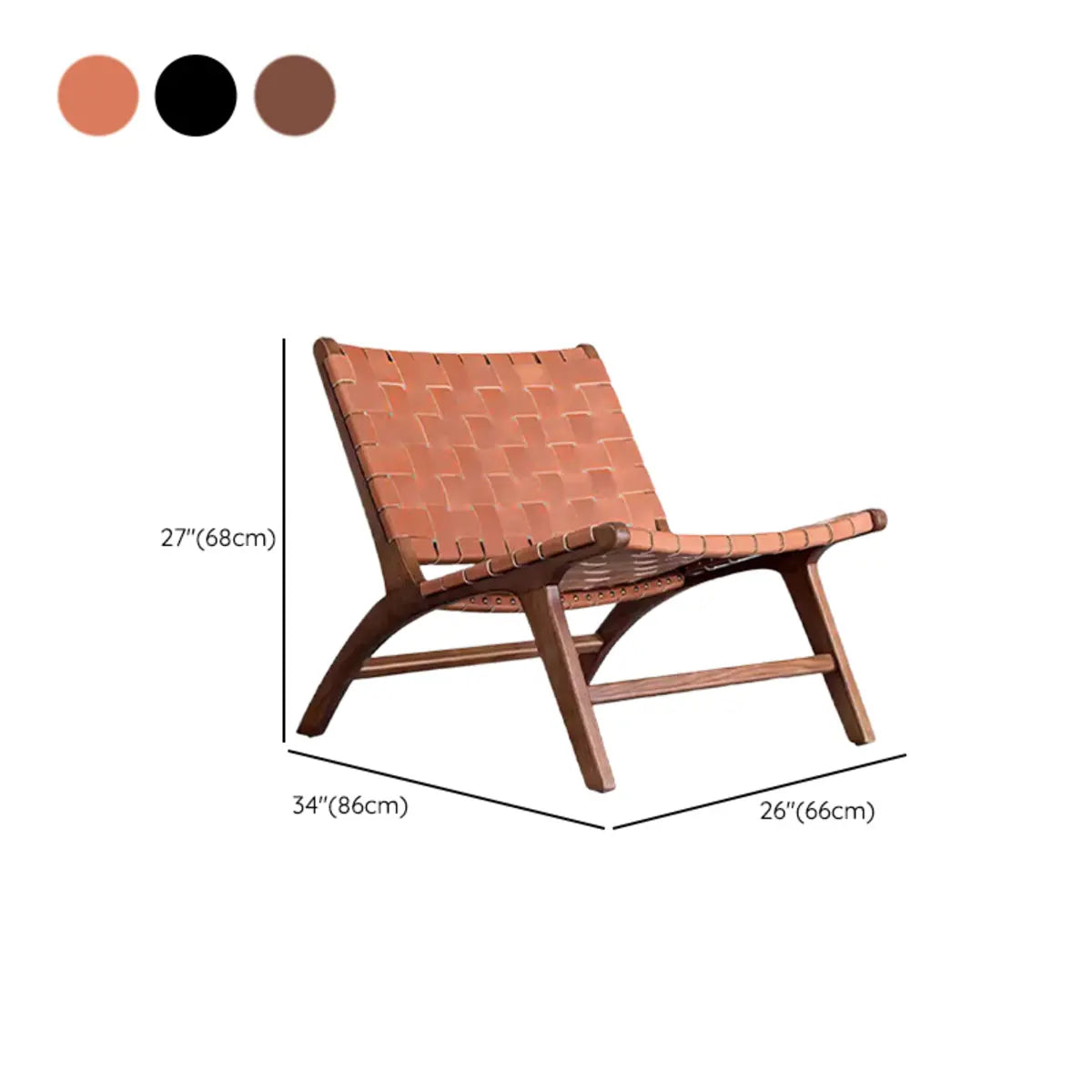 Light Brown Saddle Leather Woven Back Side Chair Image - 18
