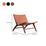 Light Brown Saddle Leather Woven Back Side Chair Image - 18