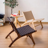 Light Brown Saddle Leather Woven Back Side Chair Image - 6