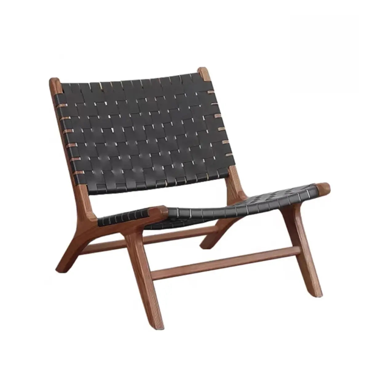 Light Brown Saddle Leather Woven Back Side Chair Image - 7