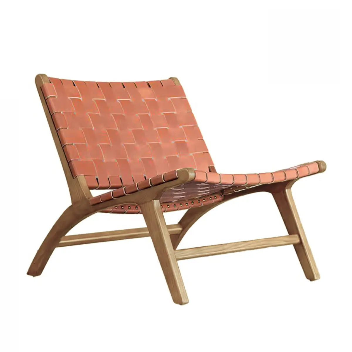 Light Brown Saddle Leather Woven Back Side Chair Image - 9