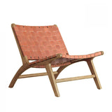 Light Brown Saddle Leather Woven Back Side Chair Image - 9