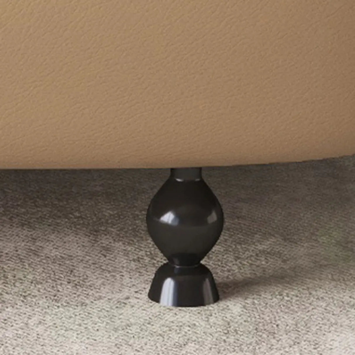 Light Brown Water Resistant Faux Leather Wood Leg Sofa Image - 10