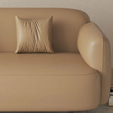 Light Brown Water Resistant Faux Leather Wood Leg Sofa Image - 11