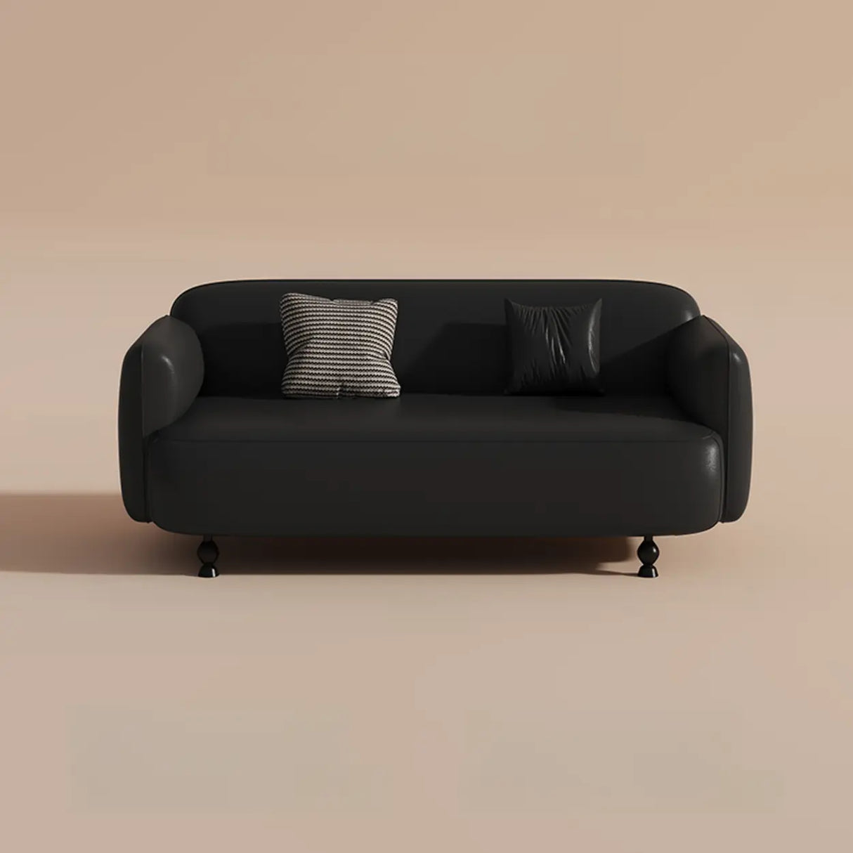 Light Brown Water Resistant Faux Leather Wood Leg Sofa Image - 14