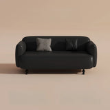 Light Brown Water Resistant Faux Leather Wood Leg Sofa Image - 14