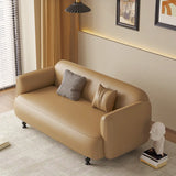 Light Brown Water Resistant Faux Leather Wood Leg Sofa Image - 4